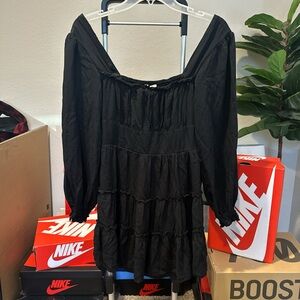 Altar'd State Black Tiered Off-Shoulder Dress